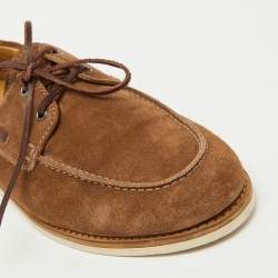 Brunello Cucinelli Brown Suede Slip On Boat Loafers Size 45