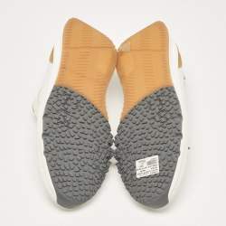 Brunello Cucinelli White/Grey Fabric and Leather Low Top Sneakers Size 43.5