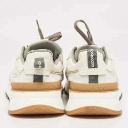 Brunello Cucinelli White/Grey Fabric and Leather Low Top Sneakers Size 43.5