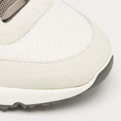 Brunello Cucinelli White/Grey Fabric and Leather Low Top Sneakers Size 43.5