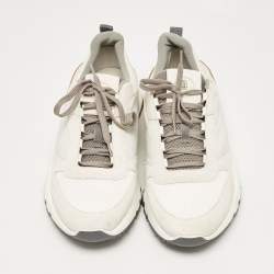 Brunello Cucinelli White/Grey Fabric and Leather Low Top Sneakers Size 43.5