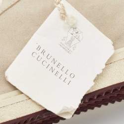 Pre Owned Brunello Cucinelli Grey/Brown Suede and Leather Trim Low Top Sneakers Size 43