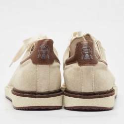 Pre Owned Brunello Cucinelli Grey/Brown Suede and Leather Trim Low Top Sneakers Size 43