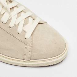 Pre Owned Brunello Cucinelli Grey/Brown Suede and Leather Trim Low Top Sneakers Size 43