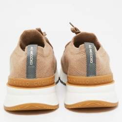 Pre Owned Brunello Cucinelli Beige Knit Fabric Low Top Sneakers Size 43