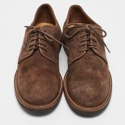 Brunello Cucinelli Brown Suede Beaver Lace Up Derby Size 41