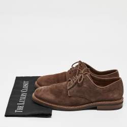 Brunello Cucinelli Brown Suede Beaver Lace Up Derby Size 41