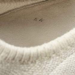 Brunello Cucinelli Cream/Grey Knit Fabric Low Top Sneakers Size 44