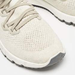 Brunello Cucinelli Cream/Grey Knit Fabric Low Top Sneakers Size 44