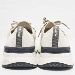 Brunello Cucinelli Cream/Grey Knit Fabric Low Top Sneakers Size 44