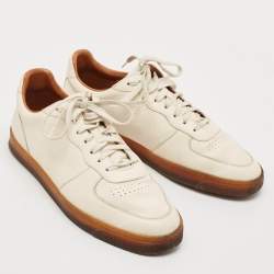 Brunello Cucinelli White Leather Low Top Sneakers Size 44