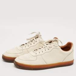 Brunello Cucinelli White Leather Low Top Sneakers Size 44