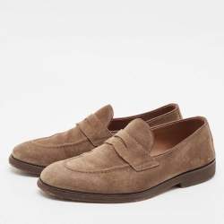 Brunello Cucinelli Brown Suede Penny Slip On Loafers Size 40