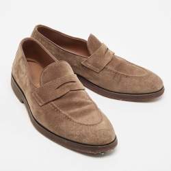 Brunello Cucinelli Brown Suede Penny Slip On Loafers Size 40