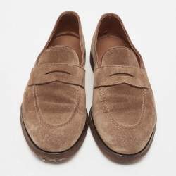 Brunello Cucinelli Brown Suede Penny Slip On Loafers Size 40