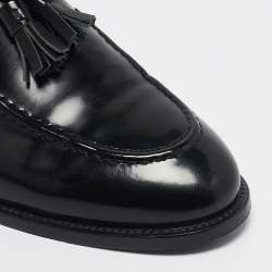 Pre Owned Brunello Cucinelli Black Leather Tassel Loafers Size 42