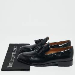 Pre Owned Brunello Cucinelli Black Leather Tassel Loafers Size 42