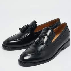 Pre Owned Brunello Cucinelli Black Leather Tassel Loafers Size 42