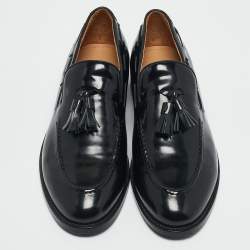 Pre Owned Brunello Cucinelli Black Leather Tassel Loafers Size 42