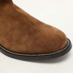 Brunello Cucinelli Brown Suede Side Zip Ankle Length Boots Size 42.5