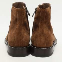 Brunello Cucinelli Brown Suede Side Zip Ankle Length Boots Size 42.5