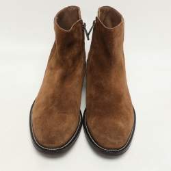 Brunello Cucinelli Brown Suede Side Zip Ankle Length Boots Size 42.5