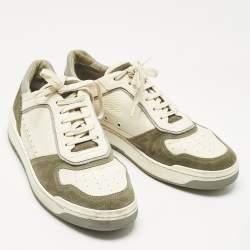 Pre Owned Brunello Cucinelli Multicolor Leather and Suede Lace Up Sneakers Size 44