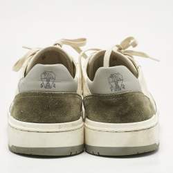 Pre Owned Brunello Cucinelli Multicolor Leather and Suede Lace Up Sneakers Size 44