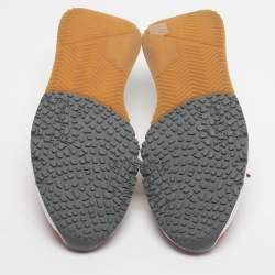 Pre Owned Brunello Cucinelli Red/Beige Knit Fabric Lace Up Sneakers Size 43