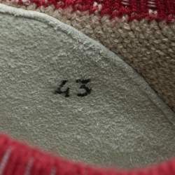 Pre Owned Brunello Cucinelli Red/Beige Knit Fabric Lace Up Sneakers Size 43