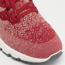 Pre Owned Brunello Cucinelli Red/Beige Knit Fabric Lace Up Sneakers Size 43