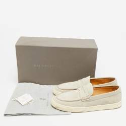 Pre Owned Brunello Cucinelli Grey Suede Slip On Loafers Size 43