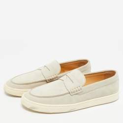 Pre Owned Brunello Cucinelli Grey Suede Slip On Loafers Size 43