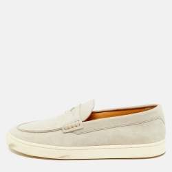 Pre Owned Brunello Cucinelli Grey Suede Slip On Loafers Size 43