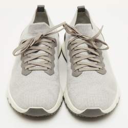 Pre Owned حذاء رياضي برونيلو كوتشينيلي قماش تريكو رمادي فاتح بطراز منخفض مقاس 45