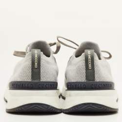 Pre Owned حذاء رياضي برونيلو كوتشينيلي قماش تريكو رمادي فاتح بطراز منخفض مقاس 45