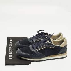 Pre Owned حذاء رياضي برونيللو كوتشينيلي برباط علوي و بطراز منخفض من أعلى جلد و سويدي أزرق مقاس 43.5