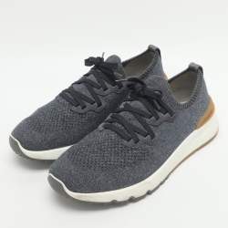 Pre Owned Brunello Cucinelli Size 41 Grey Knit Fabric Low Top Sneakers