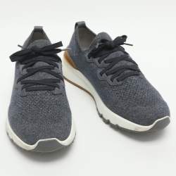 Pre Owned Brunello Cucinelli Size 41 Grey Knit Fabric Low Top Sneakers