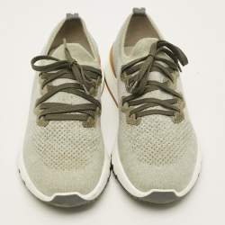 Pre Owned حذاء رياضي برونيلو كوتشينيلي قماش تريكو رمادي فاتح بطراز منخفض مقاس 45