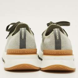 Pre Owned حذاء رياضي برونيلو كوتشينيلي قماش تريكو رمادي فاتح بطراز منخفض مقاس 45