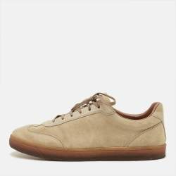 Pre Owned Brunello Cucinelli Size 43 Beige Suede Low Top Sneakers