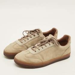 Pre Owned Brunello Cucinelli Size 43 Beige Suede Low Top Sneakers