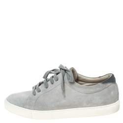Brunello Cucinelli Grey Suede and Leather Trim Low Top Sneakers Size 45