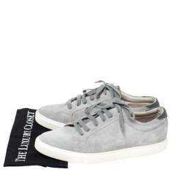 Brunello Cucinelli Grey Suede and Leather Trim Low Top Sneakers Size 45