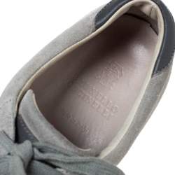 Brunello Cucinelli Grey Suede and Leather Trim Low Top Sneakers Size 45