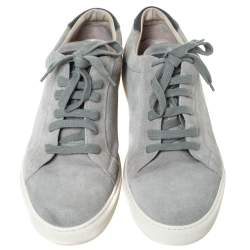 Brunello Cucinelli Grey Suede and Leather Trim Low Top Sneakers Size 45