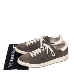 Brunello Cucinelli Grey Nubuck and Leather Trim Low Top Sneakers Size 44