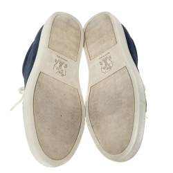 Brunello Cucinelli Blue Suede and Leather Lace Up Low Top Sneakers Size 43.5