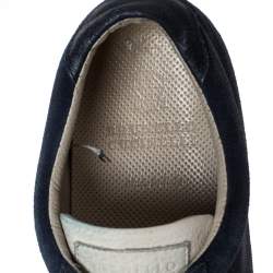 Brunello Cucinelli Blue Suede and Leather Lace Up Low Top Sneakers Size 43.5